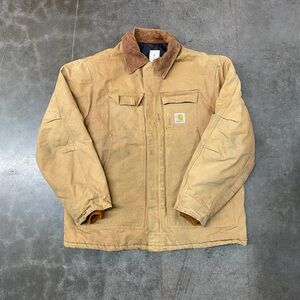 VTG Carhartt C03 Detroit Jacket Quilted lining Brown Duck Canvas Mens 48